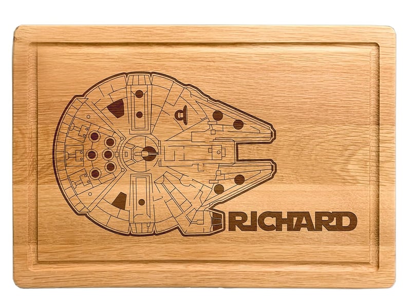 Personalized Millennium Falcon Cutting Board – Custom Dad Gift