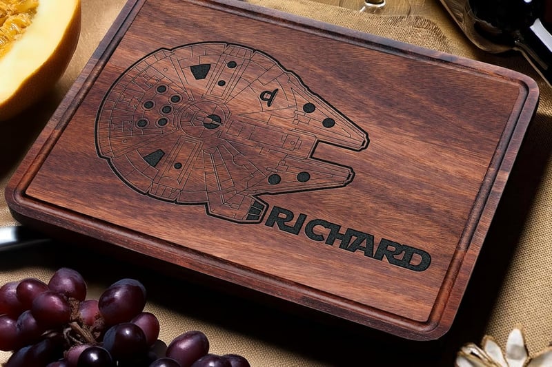 Personalized Millennium Falcon Cutting Board – Custom Dad Gift