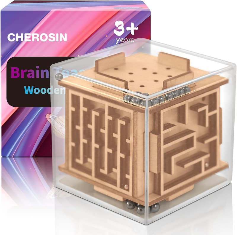 6-Sided Wooden Fidget Puzzle Cube for Anxiety Relief
