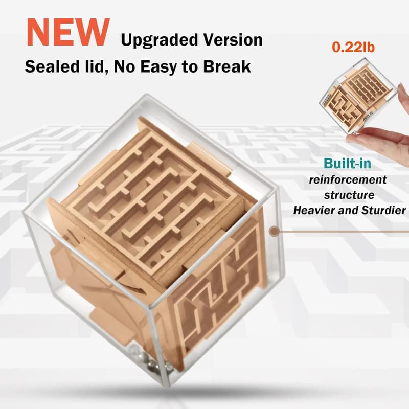 6-Sided Wooden Fidget Puzzle Cube for Anxiety Relief