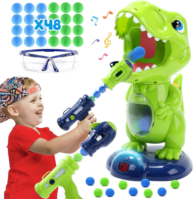 Dinosaur Target Shooting Game with Pump Guns & LED Sound