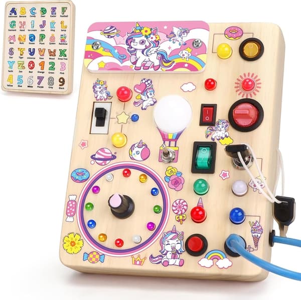 Unicorn Busy Board - Montessori Sensory Toy for Toddlers 1+
