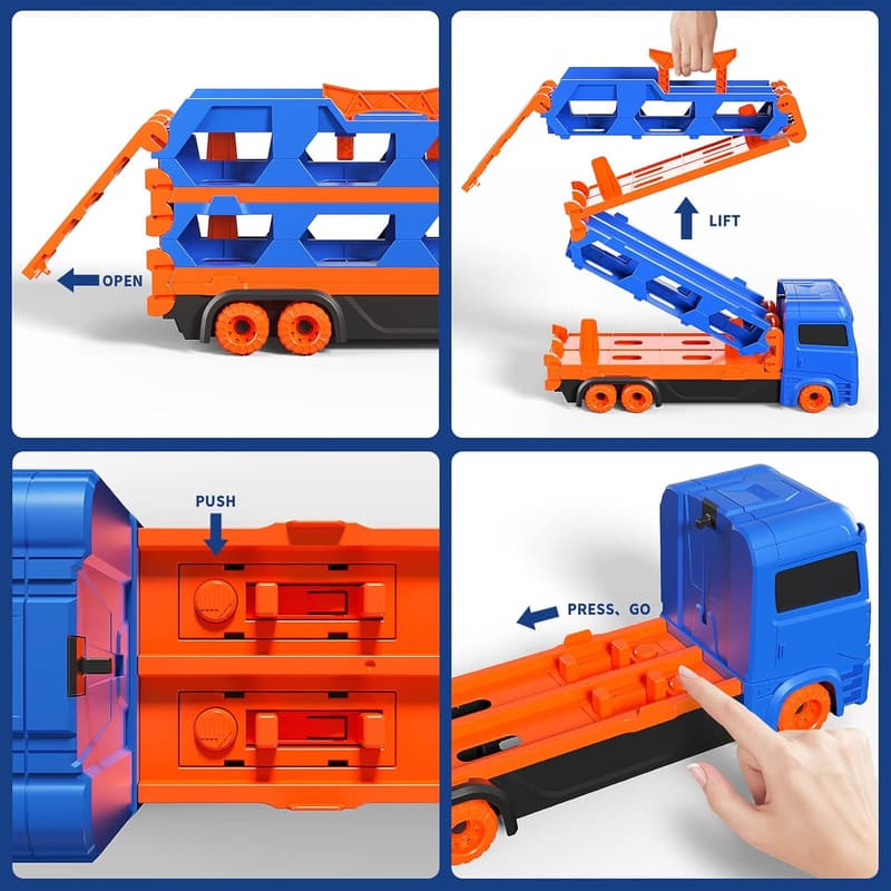 Die-Cast Transport Truck & Race Track Set for Toddlers
