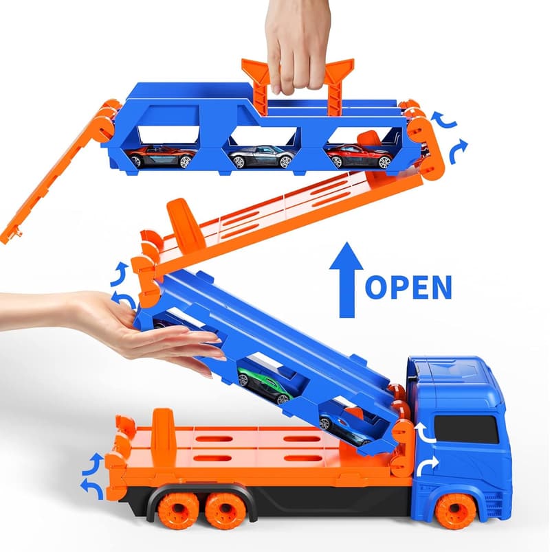Die-Cast Transport Truck & Race Track Set for Toddlers