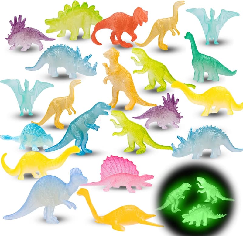 Glow-in-the-Dark Mini Dinosaur Figures - 48 Pack Party Favors