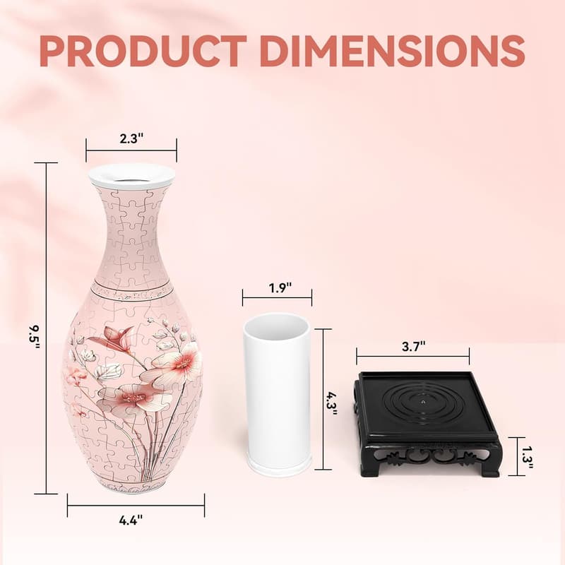 Pink 3D Flower Vase Puzzle with LED Light for Women’s Birthdays