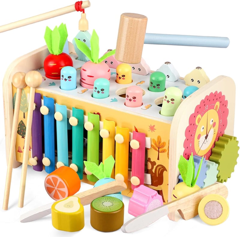 Montessori Wooden Hammering Toy Set for Toddlers, 1-3 Years