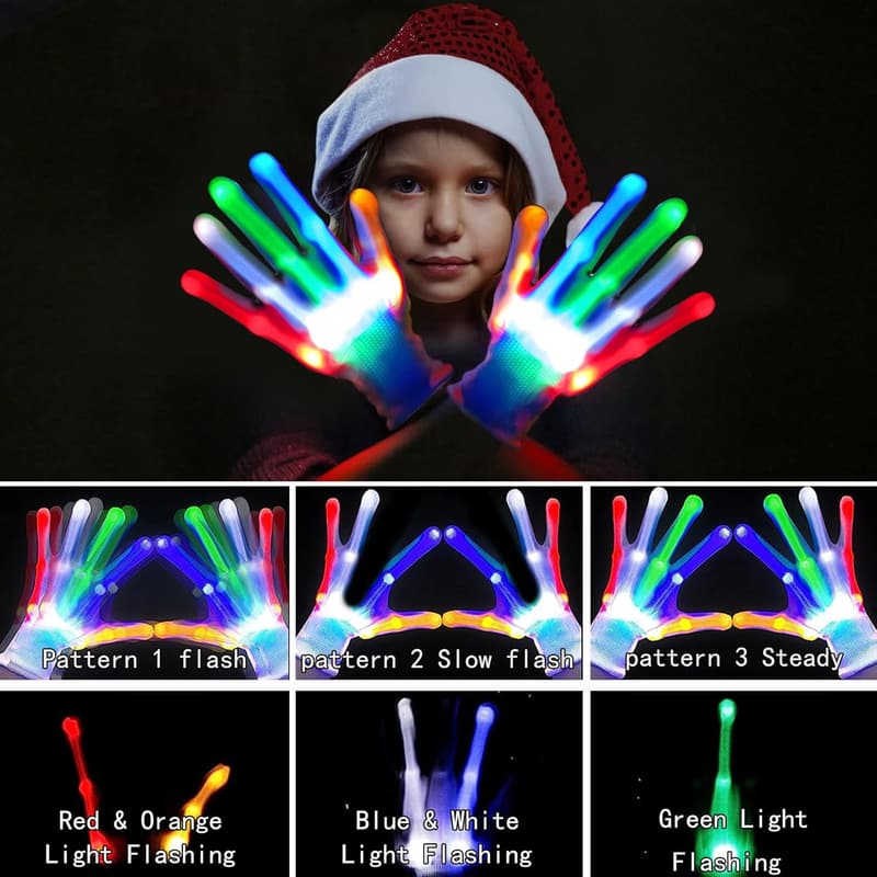 LED Light-Up Gloves for Kids Age 3-8 - Fun Birthday Gift