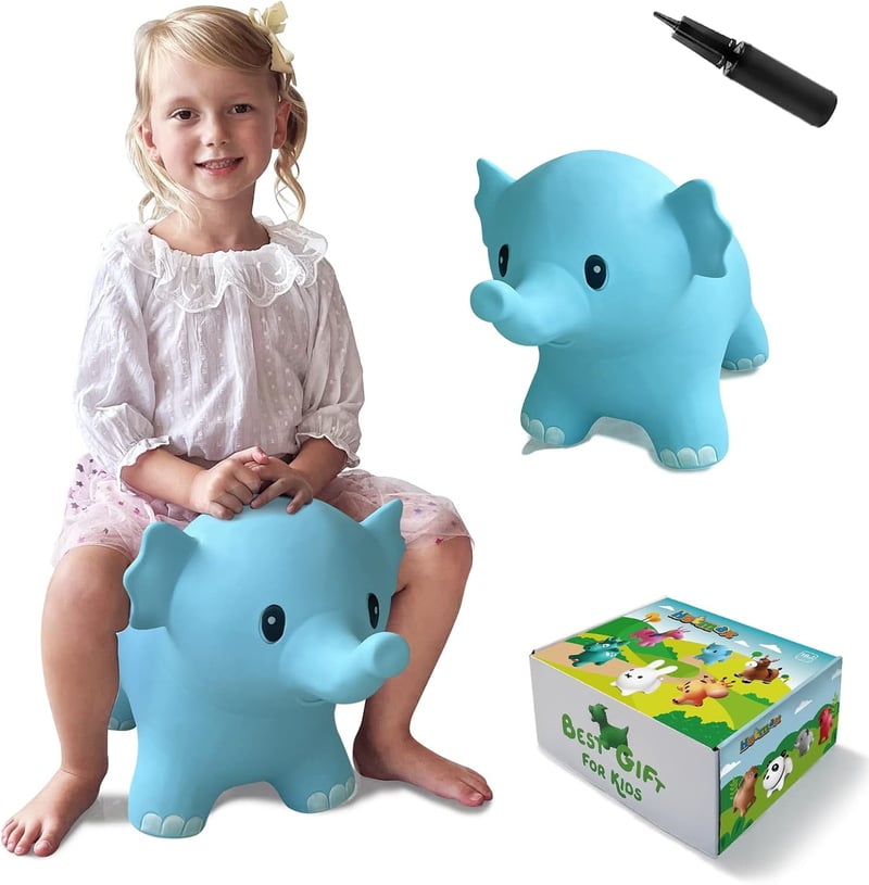 Blue Elephant Inflatable Bouncy Horse for Kids' Birthdays