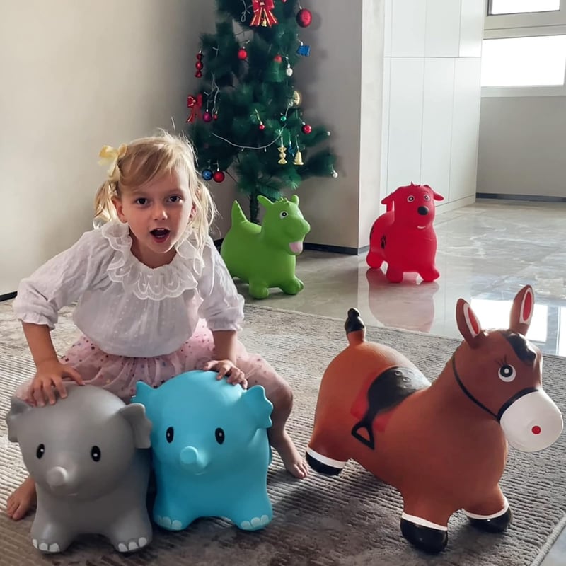 Blue Elephant Inflatable Bouncy Horse for Kids' Birthdays