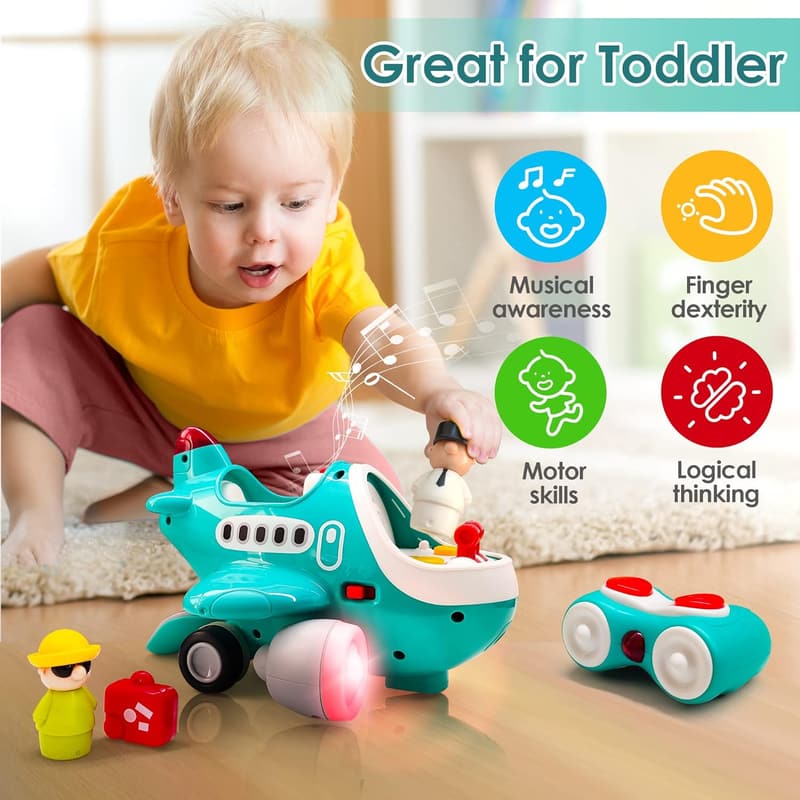 Remote Control Airplane Toy with Lights & Sounds for Toddlers