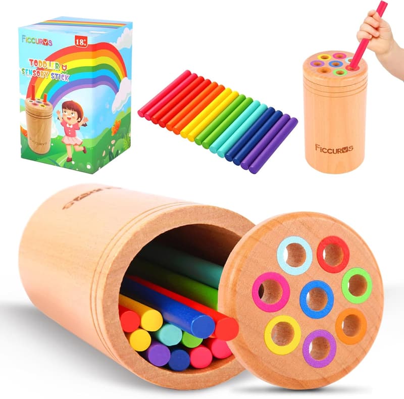 Wooden Color Sorting Stick Toys for Toddlers (18+ Months)