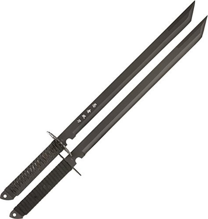 Twin Ninja Swords Set - Black 28-Inch Blades