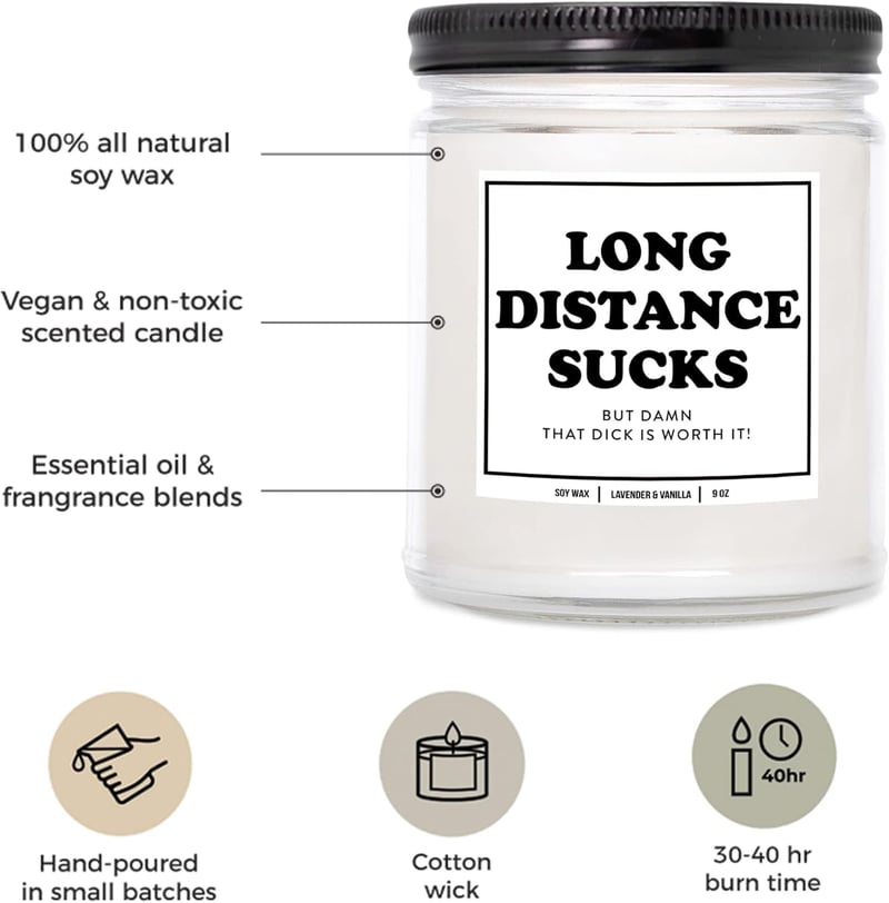 Long Distance Relationship Candle - 7 oz Vegan Aromatherapy