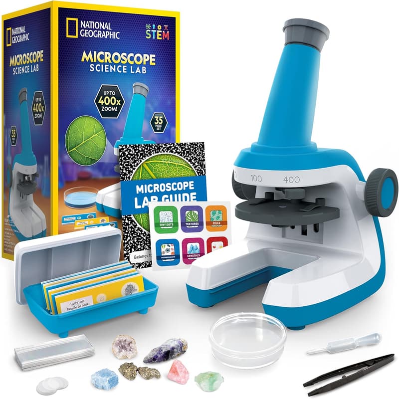 Kids' Microscope Science Kit - 400x Zoom, STEM Gift