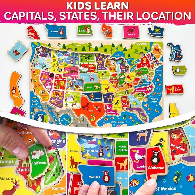 Kids Educational Puzzle Set for Ages 4-6 - 3 Pack