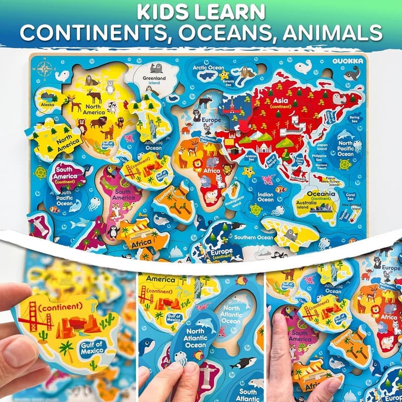 Kids Educational Puzzle Set for Ages 4-6 - 3 Pack