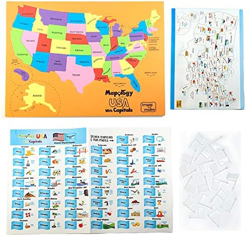 Educational World Map Puzzle with Flags & Capitals for Kids