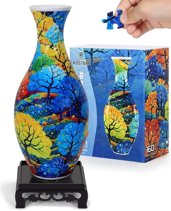 3D Flower Vase Puzzle - 160 Pieces Home Decor Gift for Adults