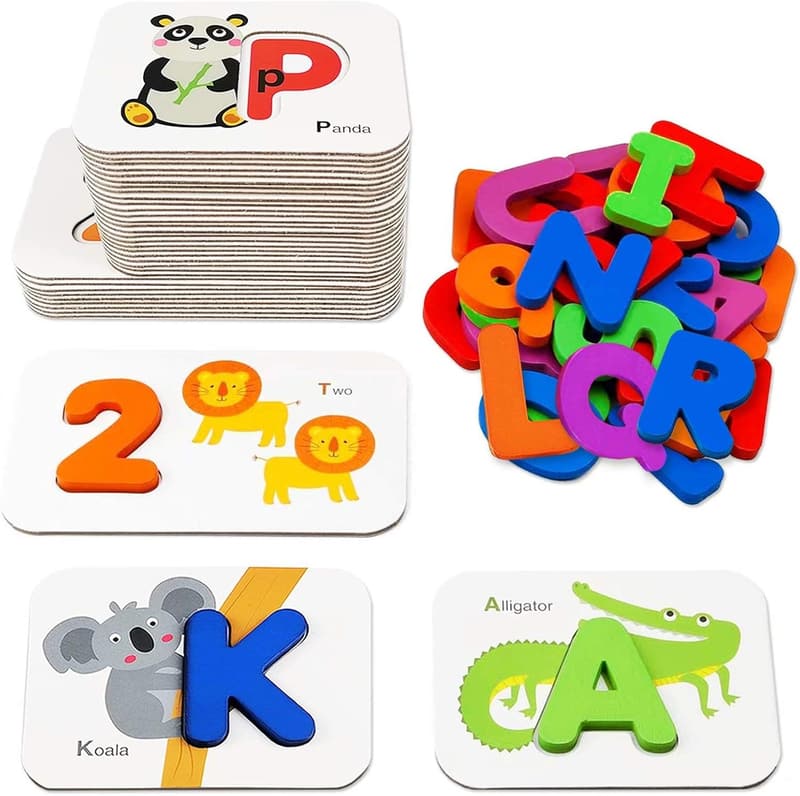 Wooden ABC Flash Cards for Kids 3-5 | Montessori Learning Activity