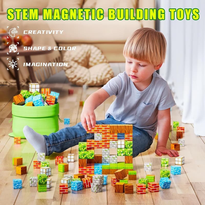 Magnetic Building Blocks - STEM Sensory Toys for Kids 3+