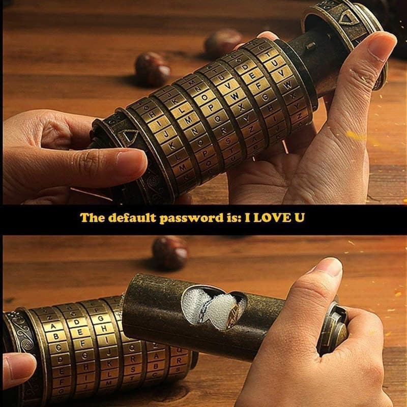 Valentine's Day Mini Cryptex Puzzle Box with Hidden Compartments