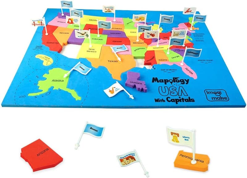 USA Map Puzzle - Learn States & Capitals for Kids Ages 5-10