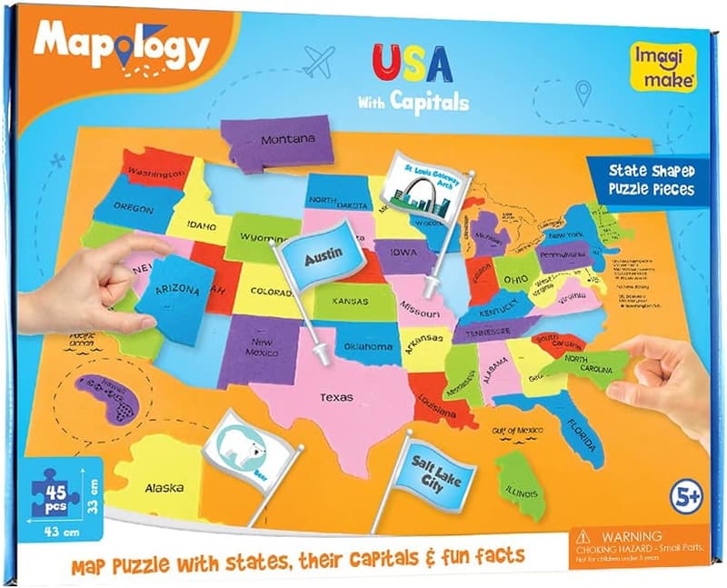 USA Map Puzzle - Learn States & Capitals for Kids Ages 5-10