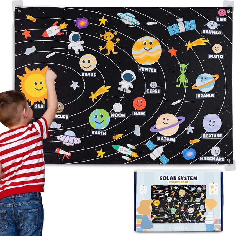 Solar System Felt Toy Set for Kids - Educational Birthday Gift
