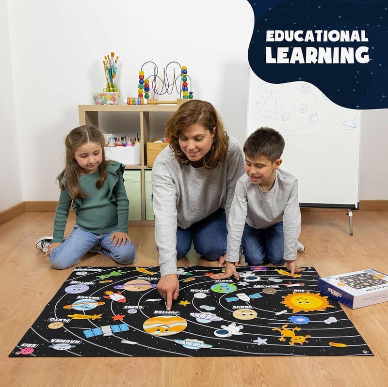 Solar System Felt Toy Set for Kids - Educational Birthday Gift