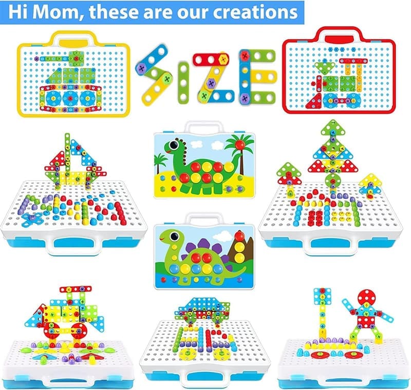 DIY Building Block Set with Electric Screwdriver - 244 Pieces for Kids