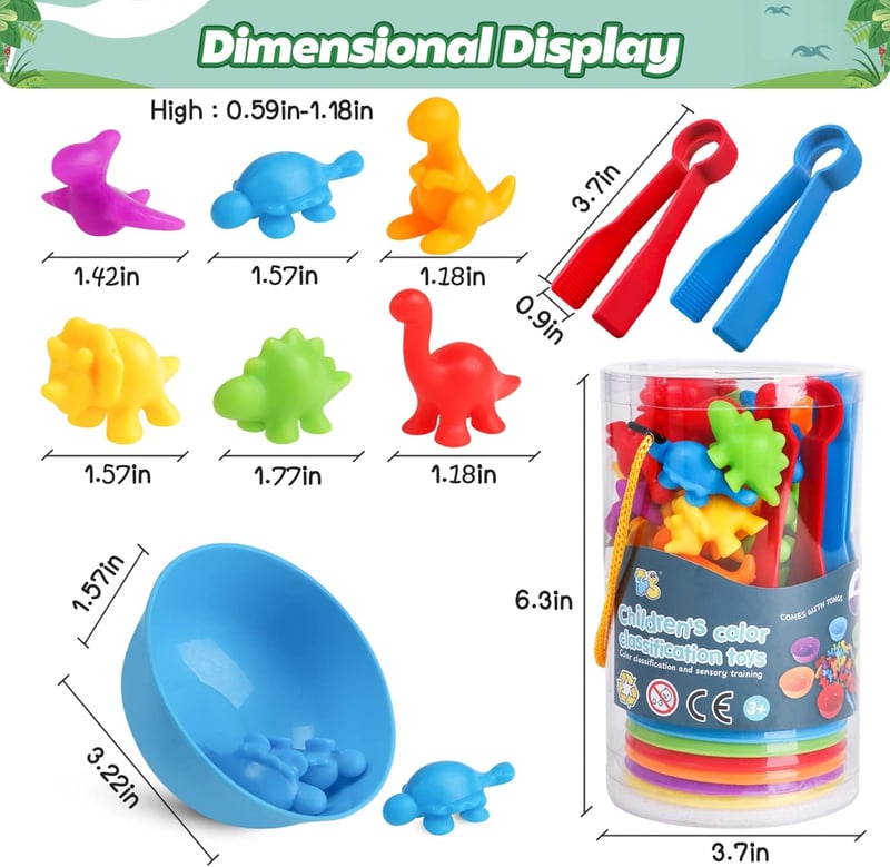 Montessori Dinosaur Counting Toys with Sorting Bowls for Kids
