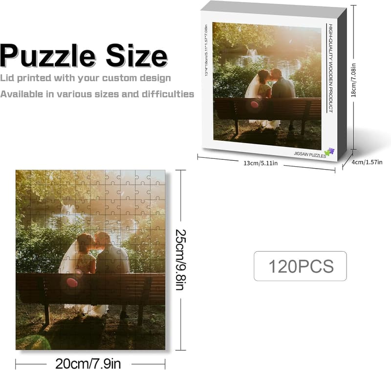 Custom Photo Jigsaw Puzzle - Eco-Friendly Valentines Gift for Couples