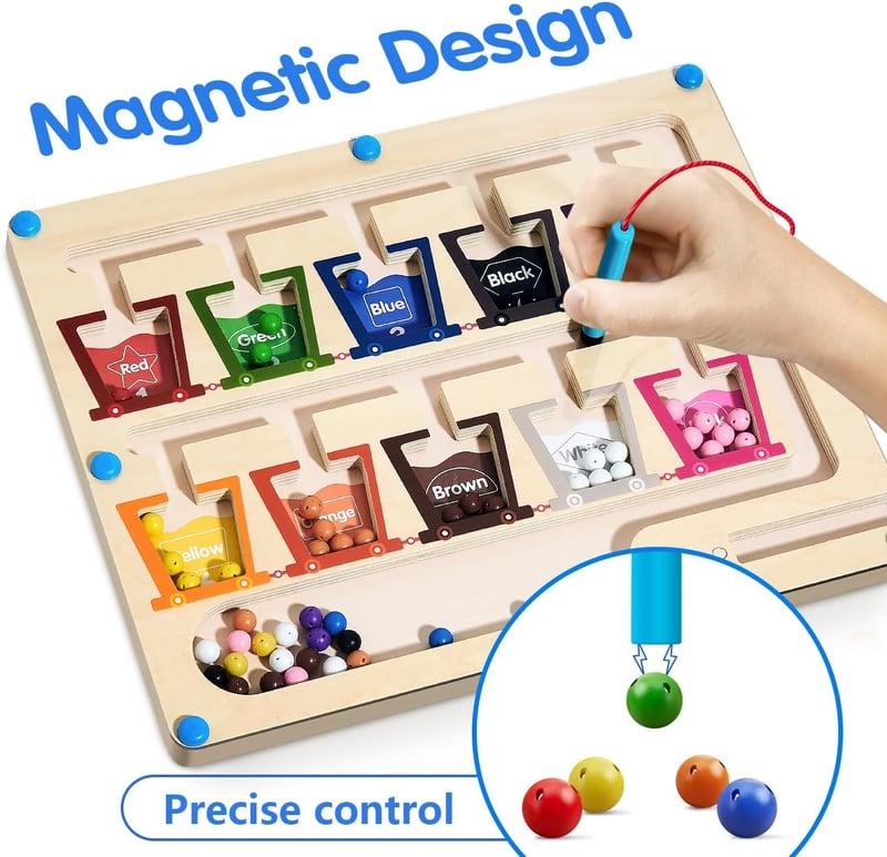 Wooden Magnetic Color Number Maze Toy for Kids Age 3-5