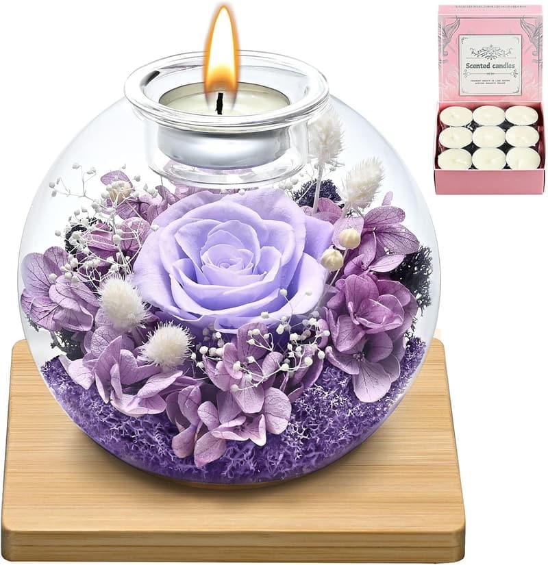 Eternal Preserved Rose in Glass Dome - Mother's Day Gift for Mom