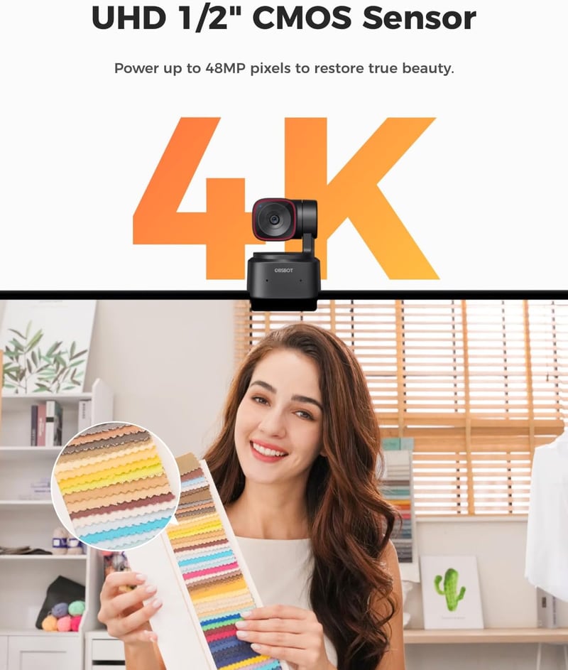 4K AI-Powered Webcam with Gesture Control and HDR