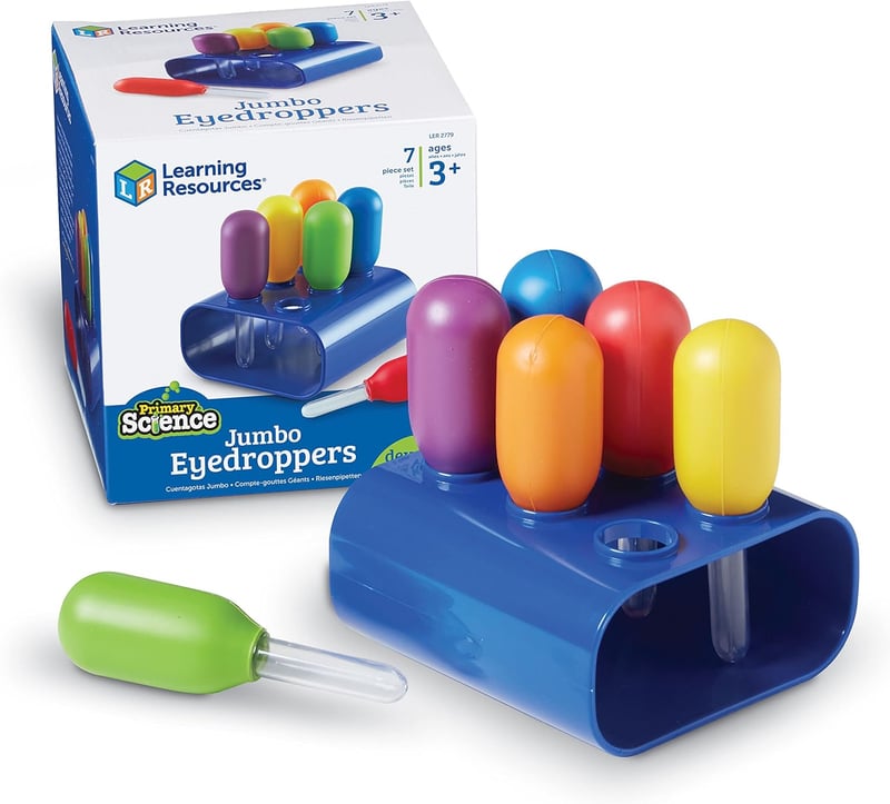 Jumbo Colorful Eyedroppers Set for Preschool Science - 6 Pack