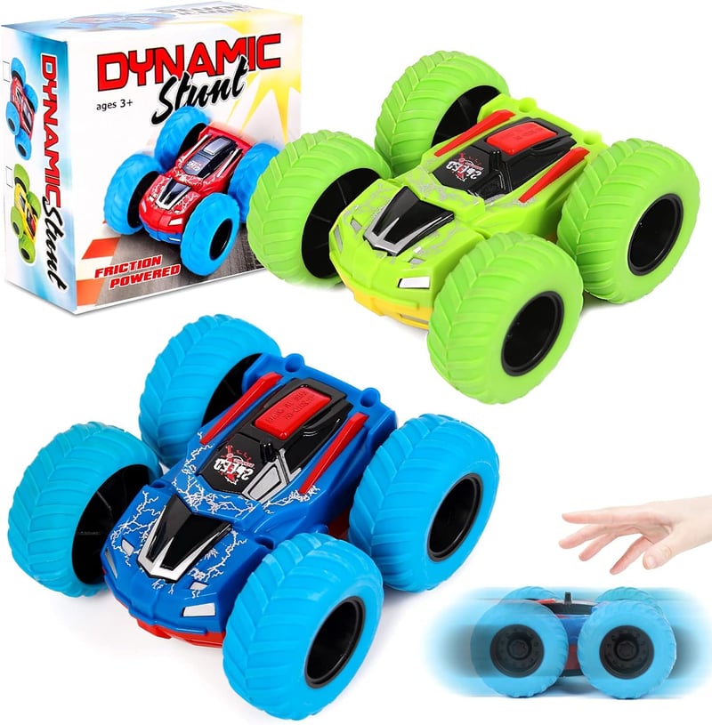 360° Monster Truck Push & Go Toy Cars for Toddlers (2-Pack)