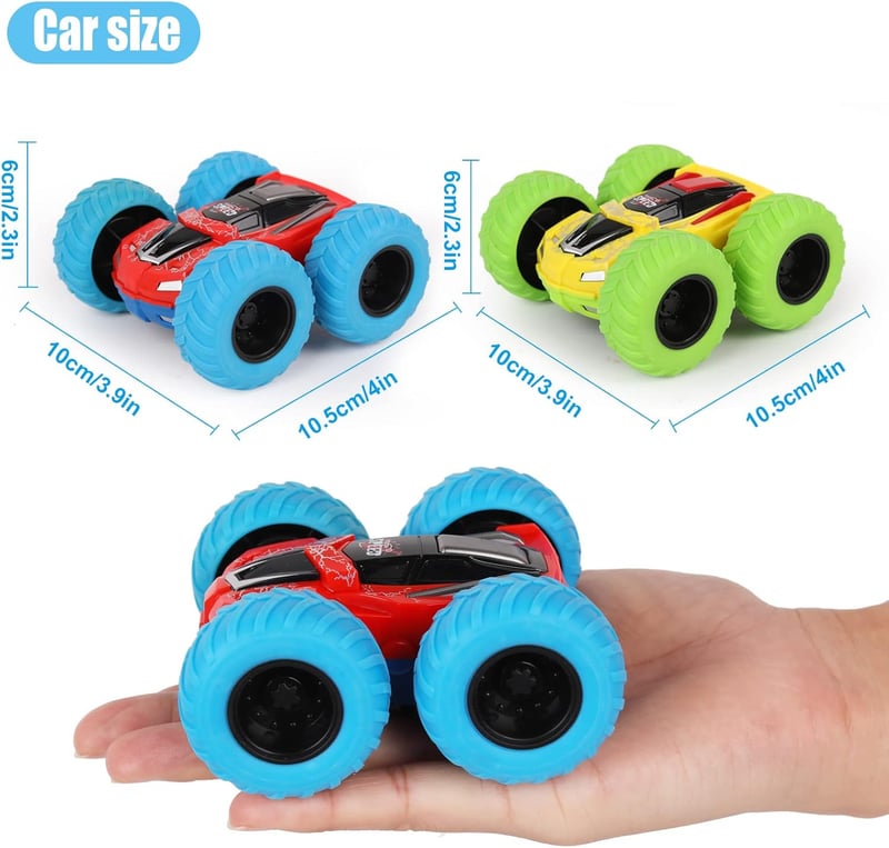 360° Monster Truck Push & Go Toy Cars for Toddlers (2-Pack)