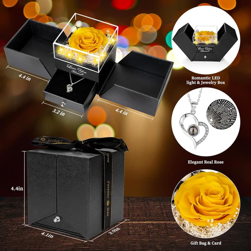Eternal Yellow Rose Gift with 
