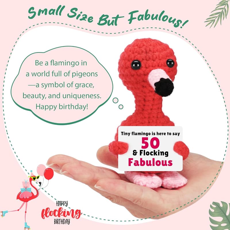 50th Birthday Handmade Crochet Flamingo Gift for Women