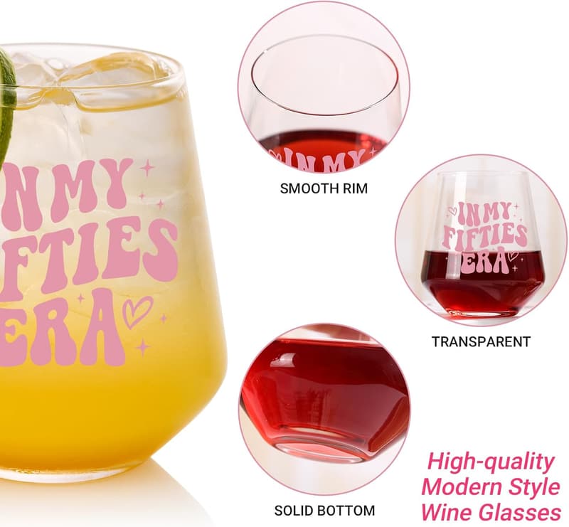 50th Birthday Wine Glass - 18oz Gift for Her