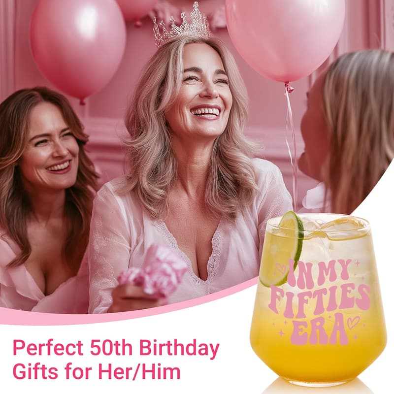 50th Birthday Wine Glass - 18oz Gift for Her