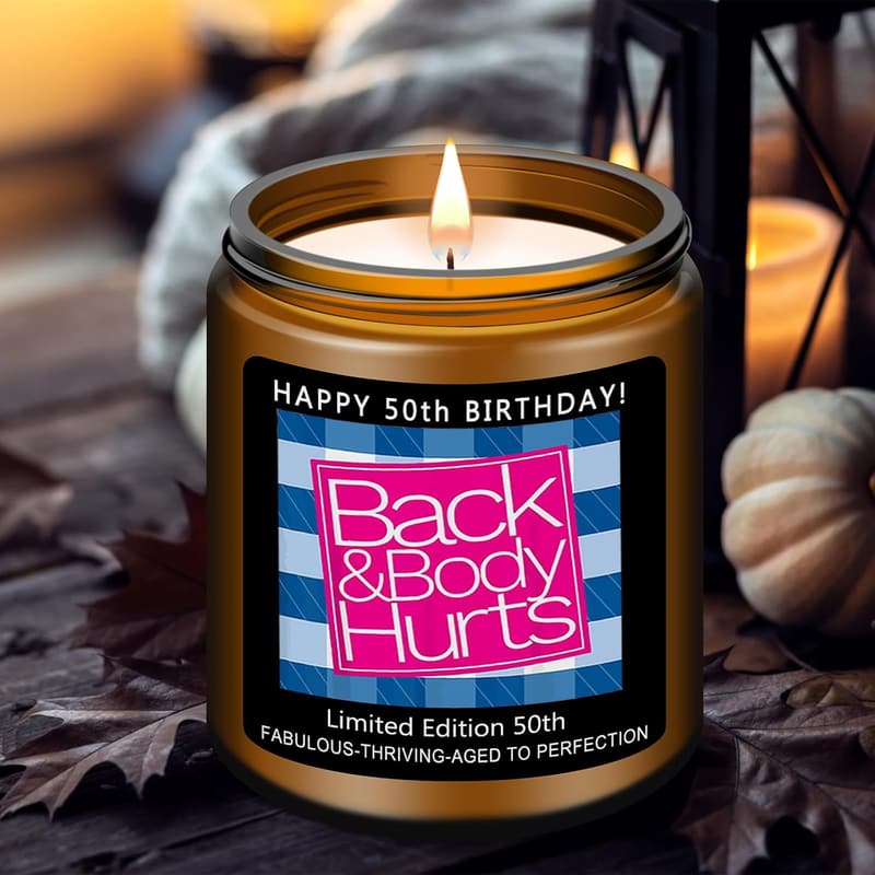 50th Birthday Lavender Candle Gift for Her & Him