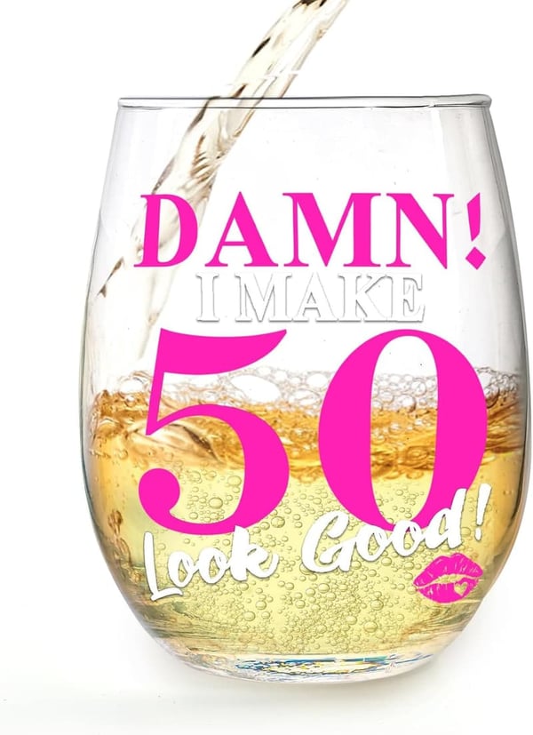 50th Birthday Wine Glass - 