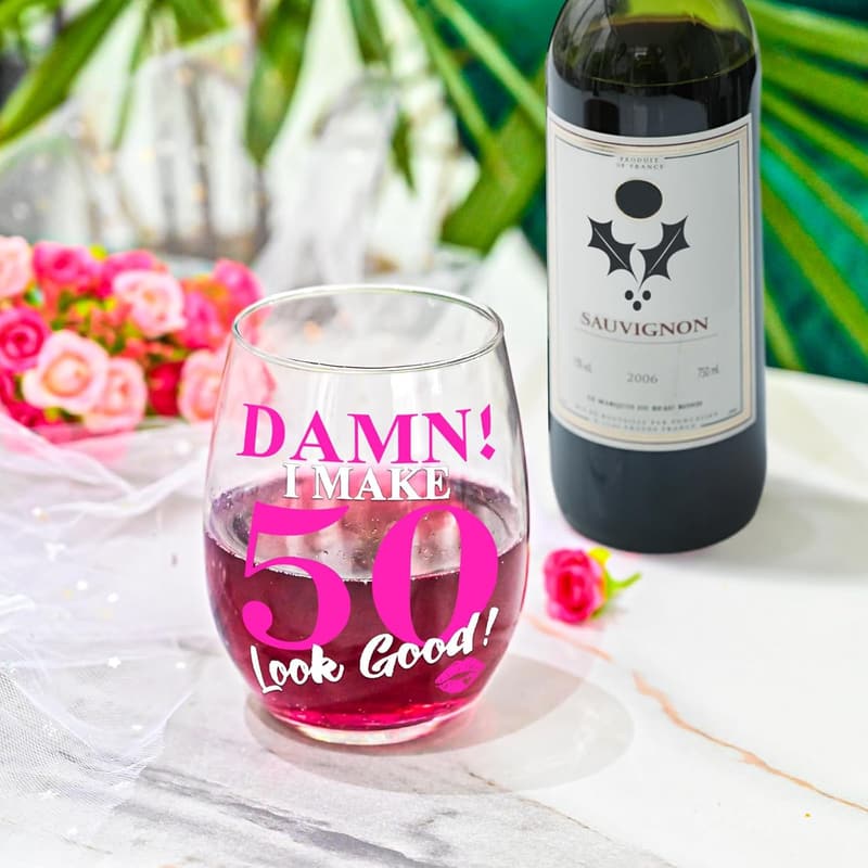 50th Birthday Wine Glass - 