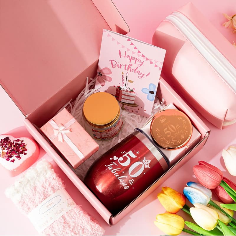 50th Birthday Spa Gift Set for Women with Relaxation Tumbler