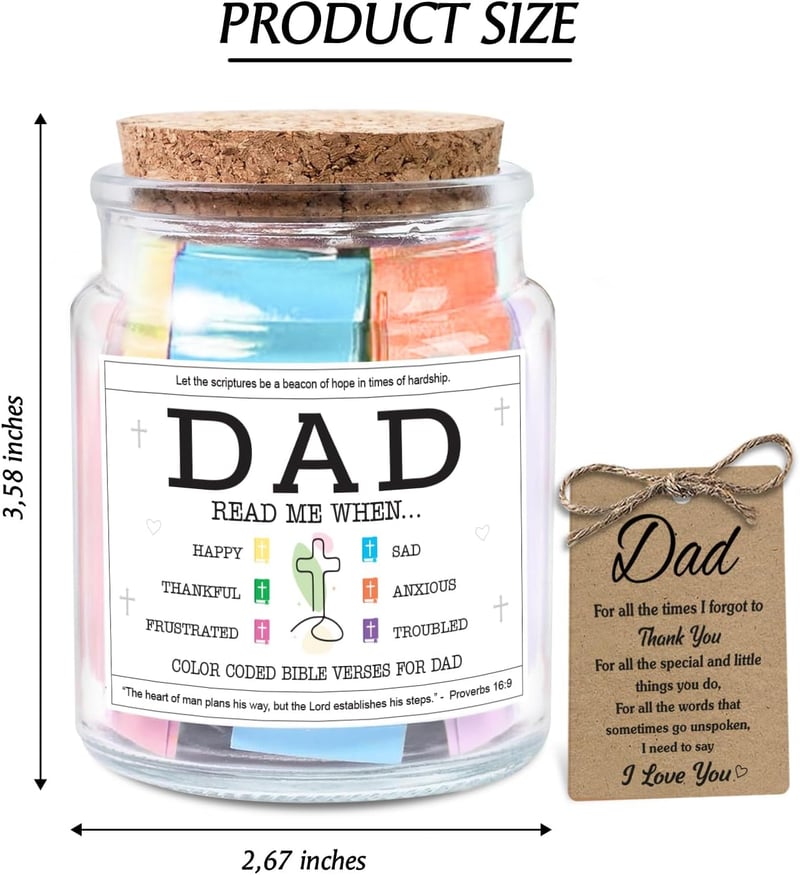 Inspirational Scripture Jar for Dad - Father's Day & Birthday Gift