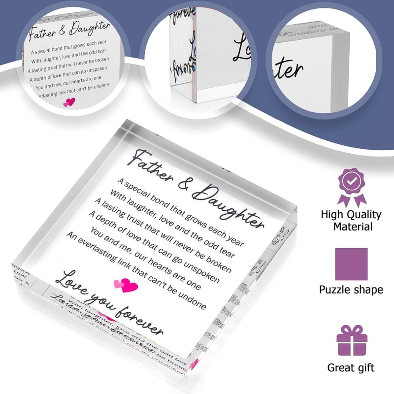 Sentimental Acrylic Block for Dad - Perfect Birthday Gift from Daughter