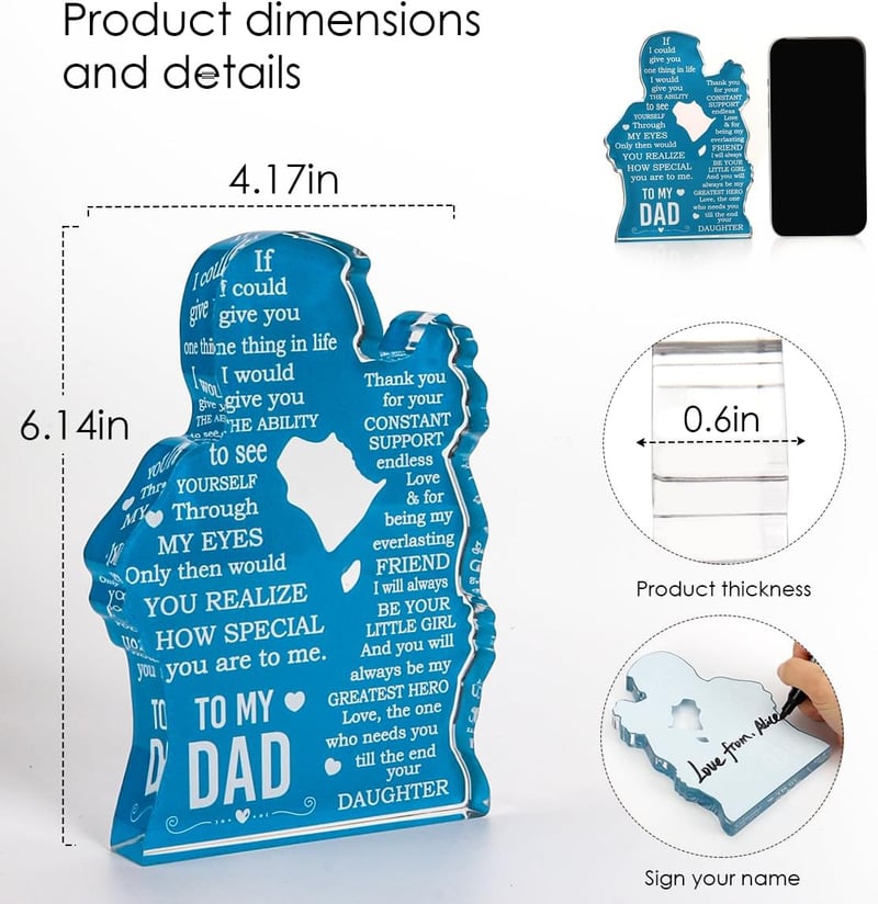 Father's Day Acrylic Plaque Gift for Dad from Daughter